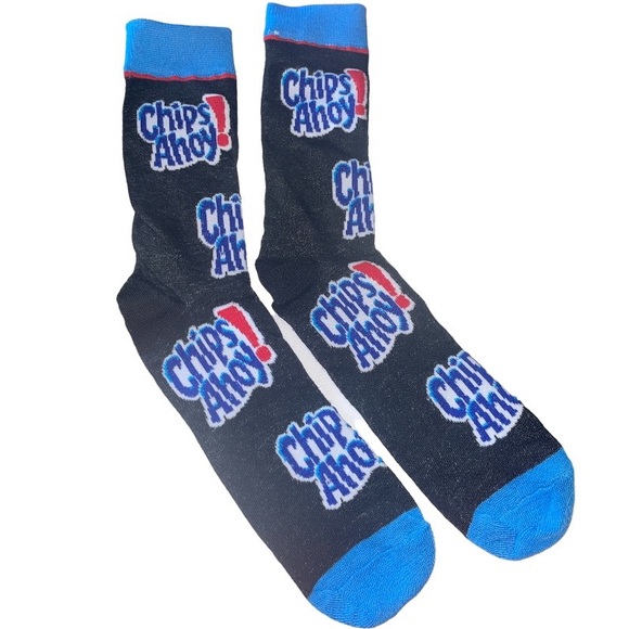 Chips Ahoy Logo mens crew Socks size 6-12 funny crazy black blue cookies… - Picture 1 of 6